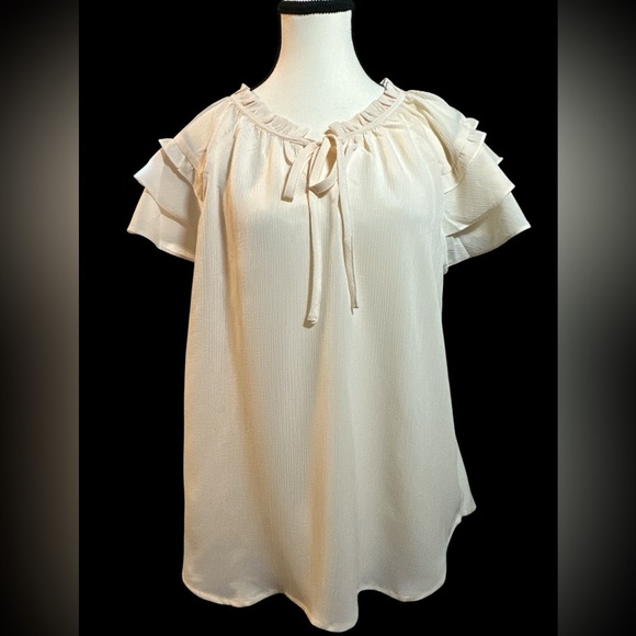 Umgee Tops - Umgee Cream Ruffle Sleeve Blouse